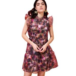 Marie Oliver Floral Ruffle Sleeve Dress